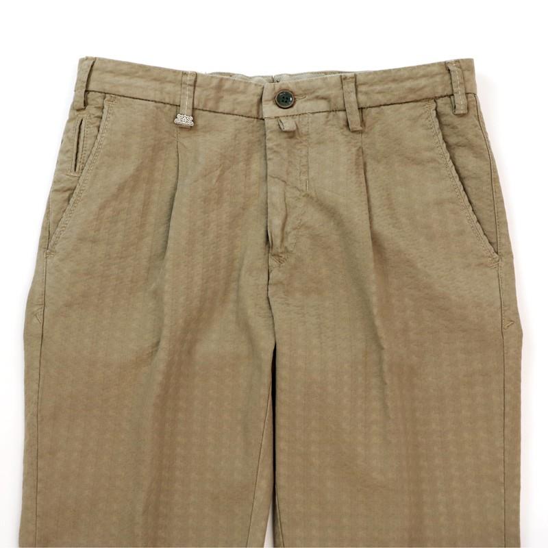 50%OFF メンズ大きいサイズ バルバッティ 千鳥柄 ストレッチ テーパードパンツ