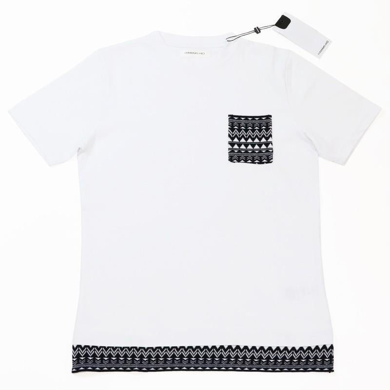 50%OFF ハマキホ 雑誌掲載商品 ニットポケット付き半袖Tシャツ 白