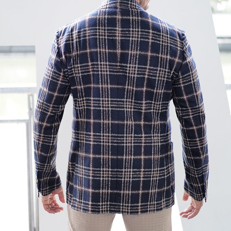イタリアブランド メンズ シングルジャケット【50(XL)】ネイビー チェック