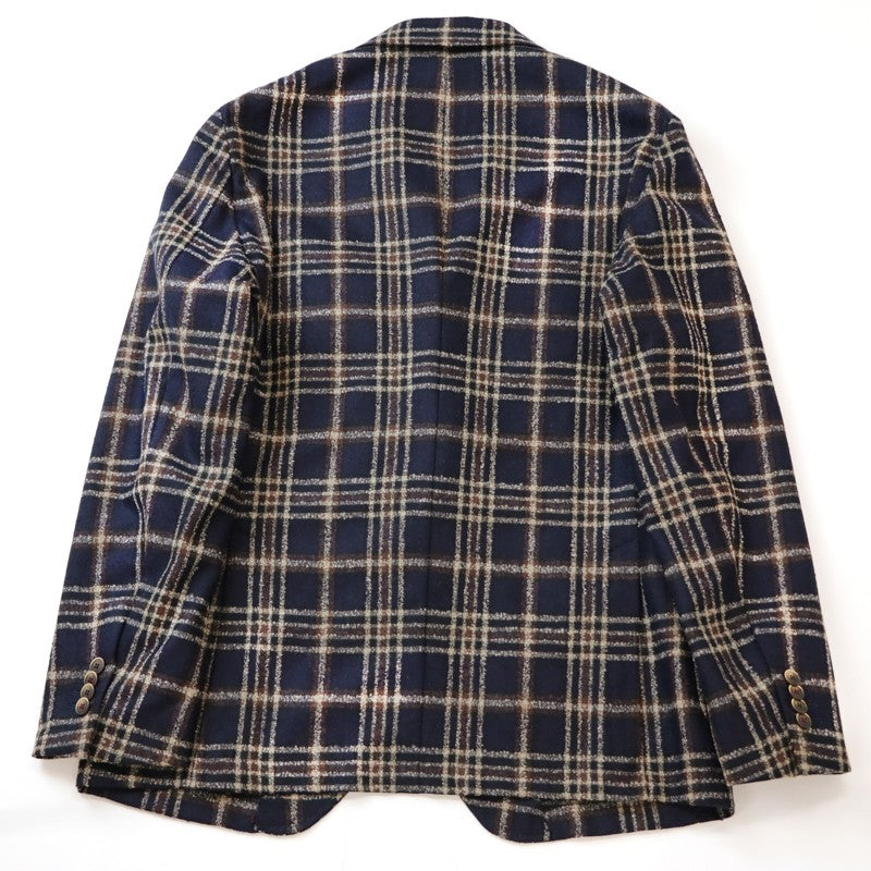 イタリアブランド メンズ シングルジャケット【50(XL)】ネイビー チェック