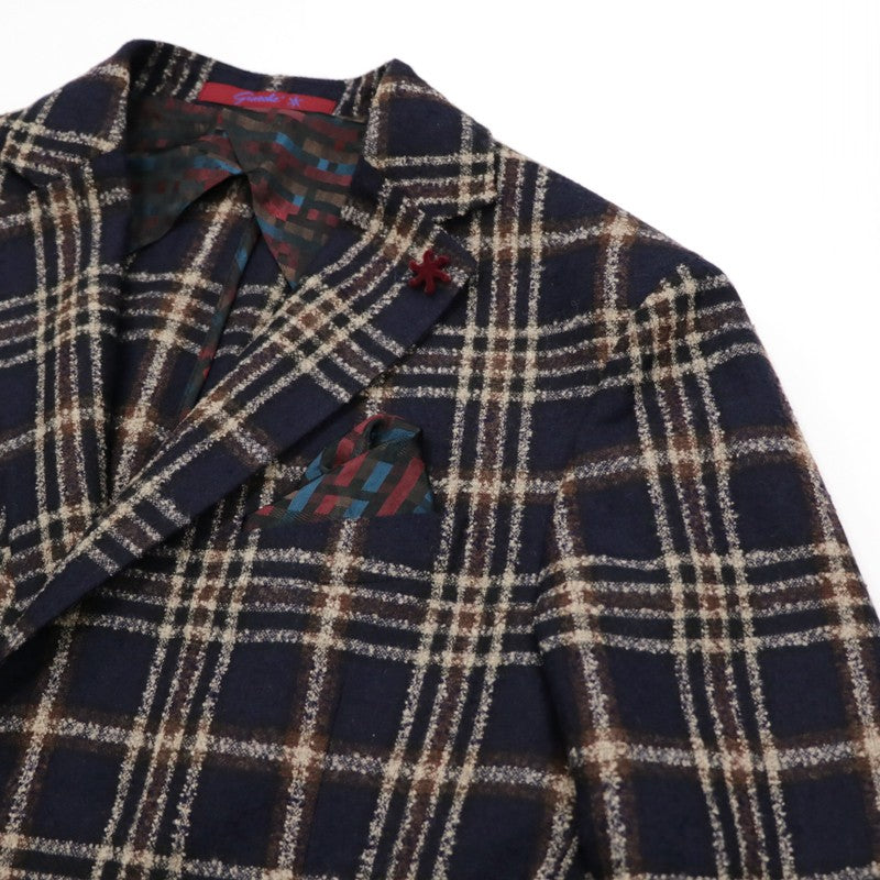 イタリアブランド メンズ シングルジャケット【50(XL)】ネイビー チェック