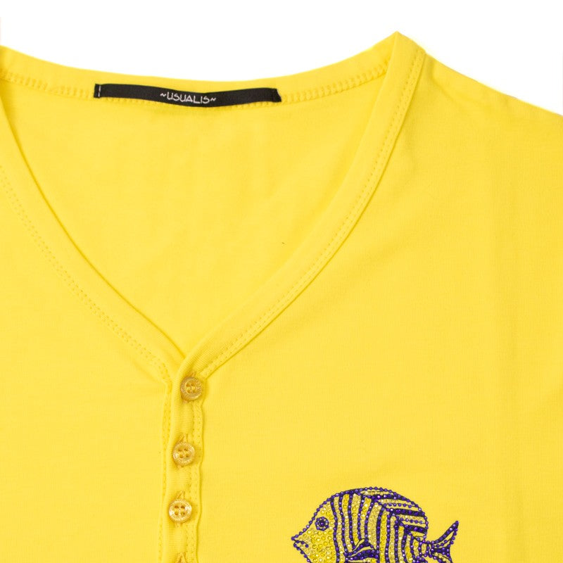 50%OFF ウザリス メンズ Tシャツ 大きいサイズ 黄色 イタリア製
